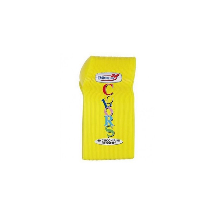 Cucchiaini dessert  colore giallo  in plastica conf. da 40 pz  dimensione 12,5 cm