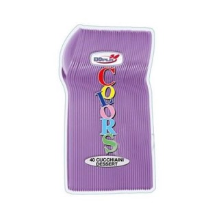 Cucchiaini dessert  colore lilla in plastica conf. da 40 pz  dimensione 12,5 cm