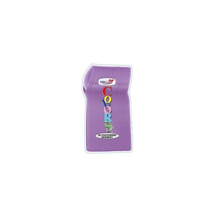 Cucchiaini dessert  colore lilla in plastica conf. da 40 pz  dimensione 12,5 cm