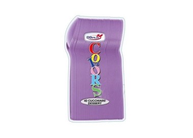 Cucchiaini dessert  colore lilla in plastica conf. da 40 pz  dimensione 12,5 cm