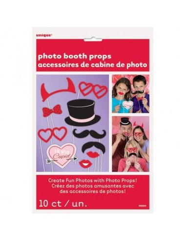 Kit Accessori Foto / Selfie tema Love - 10 pezzi - misure e forme diverse - Unique