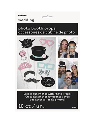 Kit Accessori Foto/Selfie per Matrimonio - 10 pezzi - misure e forme diverse - Unique