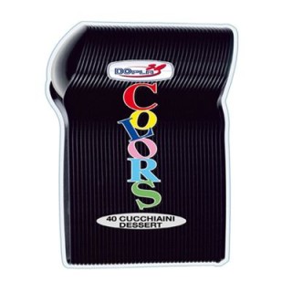 Cucchiaini dessert  colore nero  in plastica conf. da 40 pz  dimensione 12,5 cm