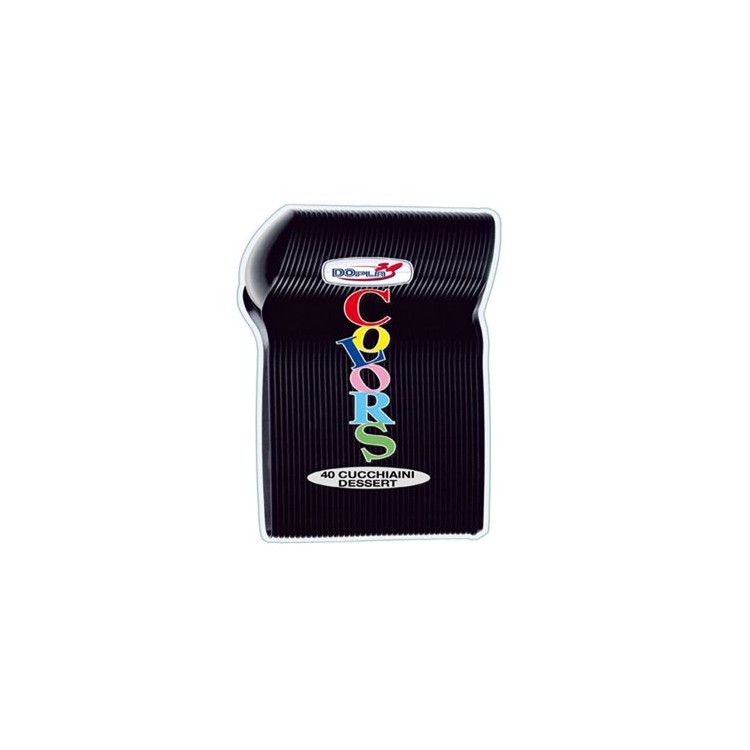 Cucchiaini dessert  colore nero  in plastica conf. da 40 pz  dimensione 12,5 cm