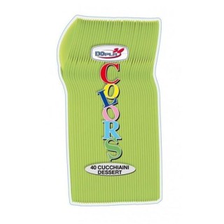Cucchiaini dessert  colore verde acido  in plastica conf. da 40 pz  dimensione 12,5 cm
