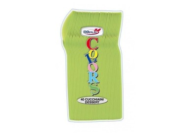 Cucchiaini dessert  colore verde acido  in plastica conf. da 40 pz  dimensione 12,5 cm