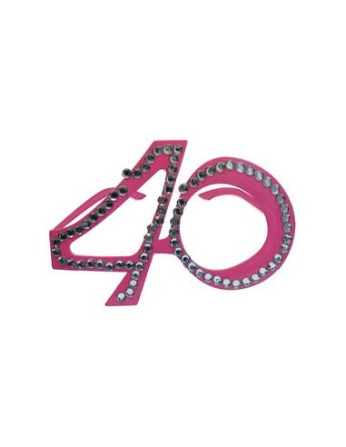 Occhiali Compleanno 40 Anni Rosa con strass - plastica - L 15 cm x H 11 cm - 1 pezzo