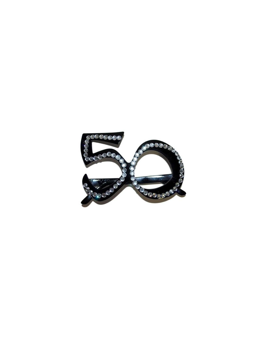 Occhiali in plastica a forma di numero 50 con strass 