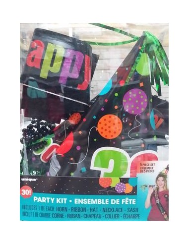 Party Kit : Accessori per Compleanno 30 anni - 5 pezzi - misure e