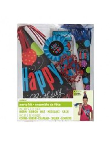 Party Kit : Accessori per Compleanno Happy Birthdy - 5 pezzi - misure e forme diverse - Unique