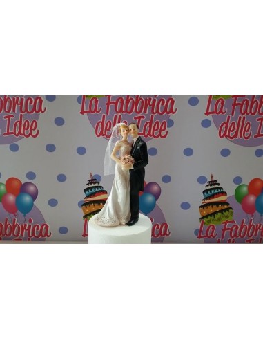Personaggi per Torte: Sposi con Bouquet di fiori   / Cake Topper / STATUINA SPOSI CON BOUQUET DI FIORI  per Matrimonio - L 7 cm 