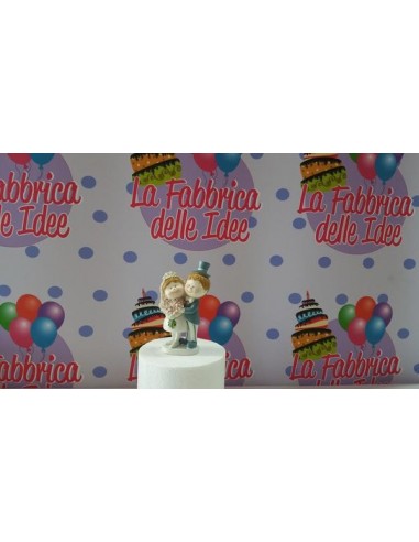 Personaggi per Torte: Sposini Buffi / Cake Topper / STATUINA SPOSI BUFFI CON BOUQUET per Matrimonio - L 5 cm x H 11 cm - 1 pezzo
