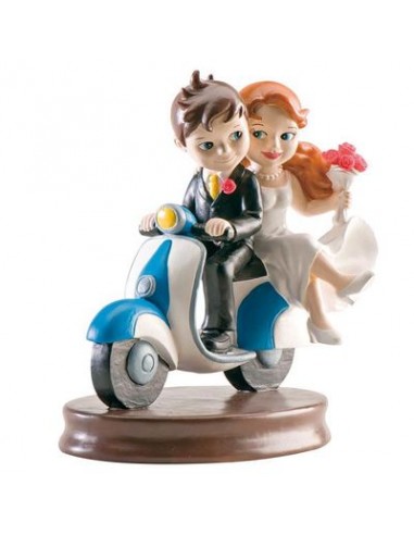 Personaggi per Torte: Sposini in Motocicletta / Cake Topper / STATUINA SPOSI IN MOTOCICLETTA per Matrimonio - L 12 cm x H 15,5 c