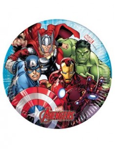 Piatti AVENGERS Mighty (Marvel) - diametro 20 cm - Confezione da 8 pezzi - Nuovo