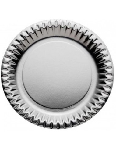 Piatti grandi    in carta argento Specchiante  - diametro 23 cm - 10 pezzi - DOPLA