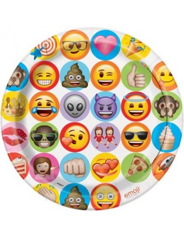Piatti grandi Emoji-Emoticon  diam. 21,9 cm 8  pezzi - Unique