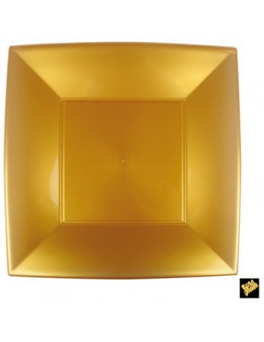 PIATTO FONDO NICE ORO -12 piatti Nice fondo 180x180 mm   GOLD PLAST