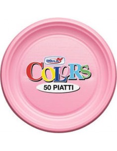 Piatto Frutta Dessert  di plastica pz.50 colore rosa  dopla
