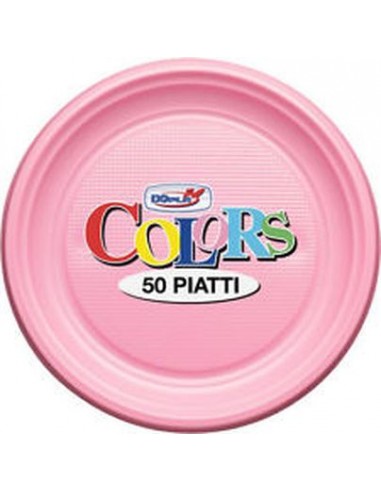 Piatto Frutta Dessert  di plastica pz.50 colore rosa  dopla