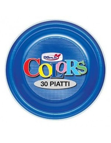 Piatto Piano  di plastica pz.30 colore blu dopla