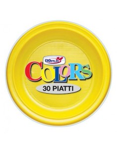 Piatto Piano  di plastica pz.30 colore giallo dopla