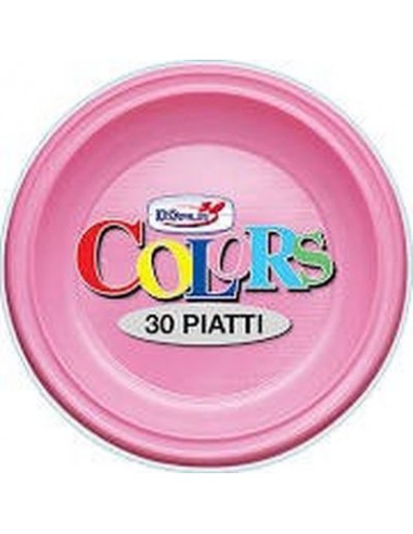 Piatto Piano  di plastica pz.30 colore rosa dopla