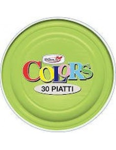 Piatto Piano  di plastica pz.30 colore verde acido  dopla
