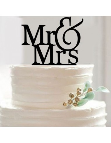 Scritta per Torte: Cake Topper Scritta per Sposi in metallo/ Scritta Mr & Mrs Nero per Torta Matrimonio - L 23 cm x H 18 cm - 1 