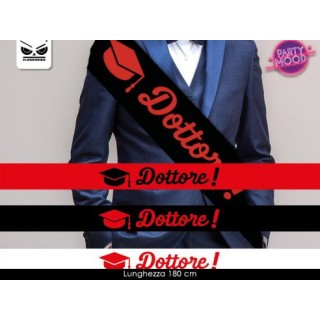 FASCIA  Laurea con scritto ( DOTTORE ) - Lunghezza 96 cm x 10 cm larghezza - fascia in poliestere - 1 pezzo