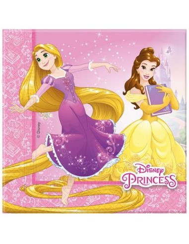 Tovaglioli Principesse Ariel ,Belle , Rapunzel e cenerentola Disney - 20 pezzi - 33 cm x 33 cm - 2 veli