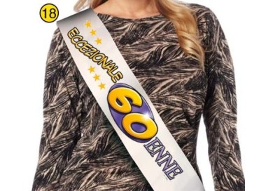 FASCIA " ECCEZIONALE 60ENNE " per Compleanno - Lunghezza 96 cm x 11 cm larghezza - Unisex - fascia in poliestere - 1 pezzo