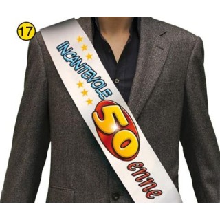 FASCIA " INCANTEVOLE 50ENNE " per Compleanno - Lunghezza 96 cm x 11 cm larghezza - Unisex - fascia in poliestere - 1 pezzo