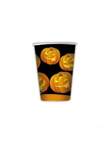 Bicchieri Zucca di HALLOWEEN - da 200  cc  - Confezione da 8 pezzi -