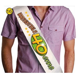 FASCIA " IRRESISTIBILE 40ENNE " per Compleanno - Lunghezza 96 cm x 11 cm larghezza - Unisex - fascia in poliestere - 1 pezzo