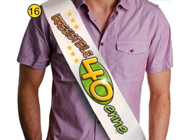 FASCIA " IRRESISTIBILE 40ENNE " per Compleanno - Lunghezza 96 cm x 11 cm larghezza - Unisex - fascia in poliestere - 1 pezzo