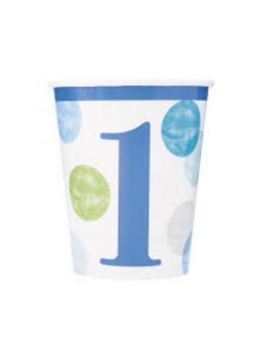 Bicchieri Primo Compleanno Bimbo (Nuovo) - Celeste - 8 pezzi - da 270 ml - Unique