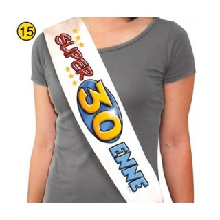 FASCIA " SUPER 30ENNE" per Compleanno - Lunghezza 96 cm x 11 cm larghezza - Unisex - fascia in poliestere - 1 pezzo
