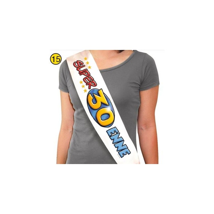 FASCIA " SUPER 30ENNE" per Compleanno - Lunghezza 96 cm x 11 cm larghezza - Unisex - fascia in poliestere - 1 pezzo