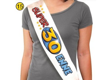 FASCIA " SUPER 30ENNE" per Compleanno - Lunghezza 96 cm x 11 cm larghezza - Unisex - fascia in poliestere - 1 pezzo