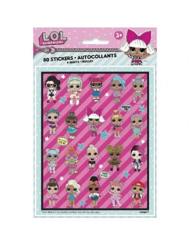 Sticker Adesivi delle   LOL SURPRISE (Gadget e idea regalo per compleanno LOL)  - Confezione da 80 pezzi -H 4 cm l 2 cm