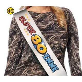 FASCIA " SUPER 80ENNE" per Compleanno - Lunghezza 96 cm x 11 cm larghezza - Unisex - fascia in poliestere - 1 pezzo