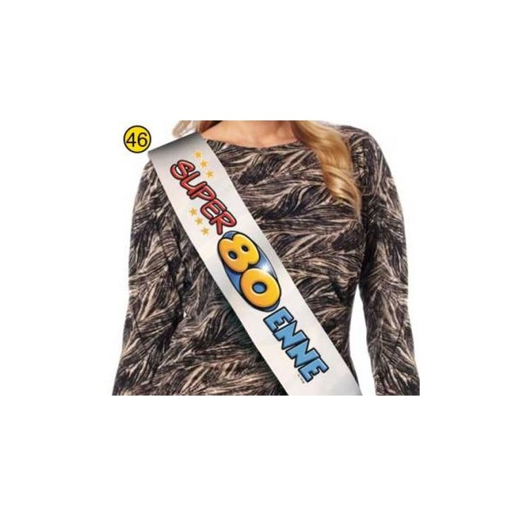 FASCIA " SUPER 80ENNE" per Compleanno - Lunghezza 96 cm x 11 cm larghezza - Unisex - fascia in poliestere - 1 pezzo