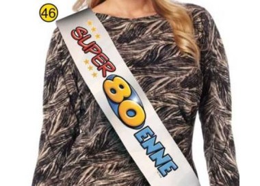 FASCIA " SUPER 80ENNE" per Compleanno - Lunghezza 96 cm x 11 cm larghezza - Unisex - fascia in poliestere - 1 pezzo