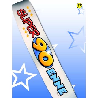 FASCIA " SUPER 90ENNE" per Compleanno - Lunghezza 96 cm x 11 cm larghezza - Unisex - fascia in poliestere - 1 pezzo