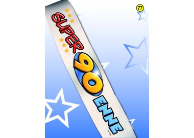 FASCIA " SUPER 90ENNE" per Compleanno - Lunghezza 96 cm x 11 cm larghezza - Unisex - fascia in poliestere - 1 pezzo