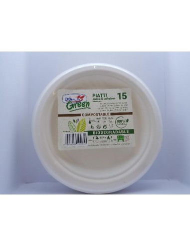Piatto frutta  polpa di cellulosa  compostabile biodegradabile  ( bianco ) Diam.17,5 cm   dopla pz 15
