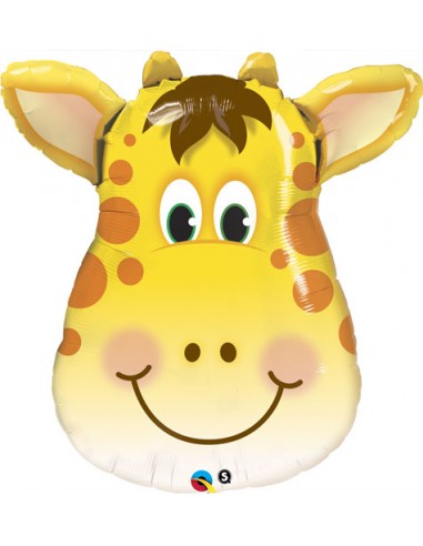 Palloncino Testa Giraffa (Testa Giraffa ) animali della giungla - SuperShape - - 32/ 81cm - 1 pz Marca Qualatex