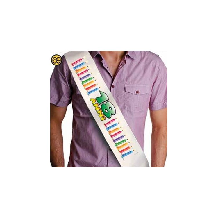 FASCIA del "18ENNE" per Compleanno - Lunghezza 96 cm x 11 cm larghezza - Unisex - fascia in poliestere - 1 pezzo