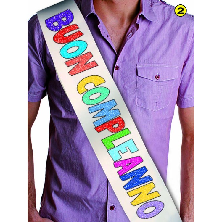 FASCIA FLUO del " BUON COMPLEANNO " per Compleanno - Lunghezza 96 cm x 11 cm larghezza - Unisex - fascia in poliestere - 1 pezzo
