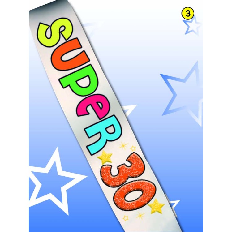 FASCIA FLUO GLITTER del " SUPER 30ENNE" per Compleanno - Lunghezza 96 cm x 11 cm larghezza - Unisex - fascia in poliestere - 1 